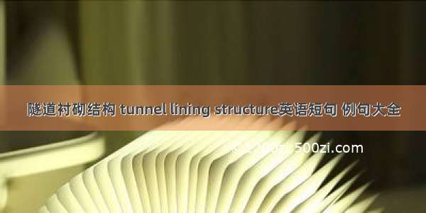 隧道衬砌结构 tunnel lining structure英语短句 例句大全