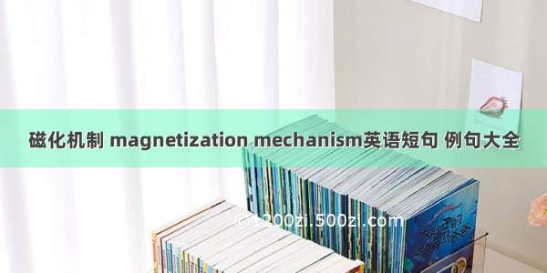 磁化机制 magnetization mechanism英语短句 例句大全