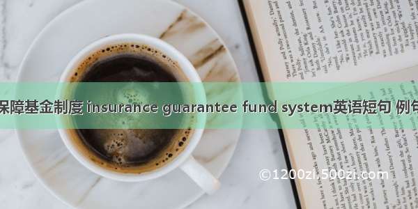 保险保障基金制度 insurance guarantee fund system英语短句 例句大全