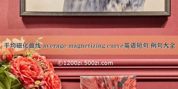 平均磁化曲线 average magnetizing curve英语短句 例句大全