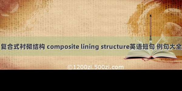 复合式衬砌结构 composite lining structure英语短句 例句大全