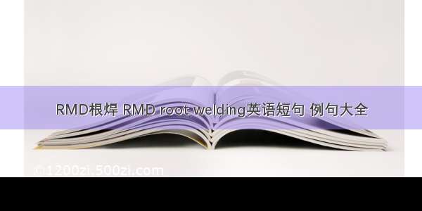 RMD根焊 RMD root welding英语短句 例句大全