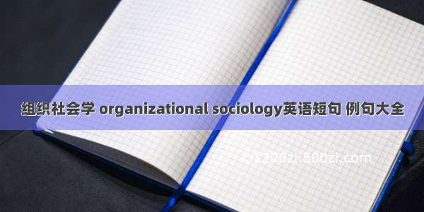 组织社会学 organizational sociology英语短句 例句大全