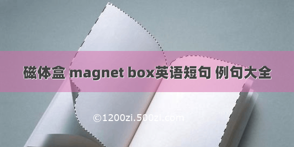 磁体盒 magnet box英语短句 例句大全