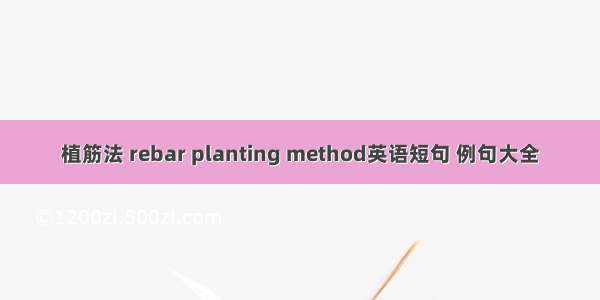 植筋法 rebar planting method英语短句 例句大全