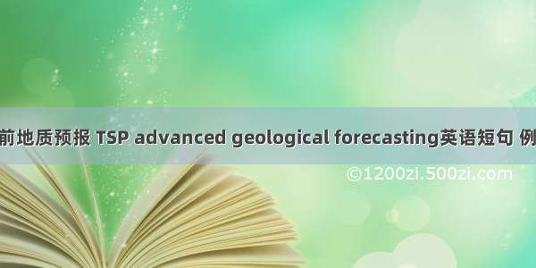 TSP超前地质预报 TSP advanced geological forecasting英语短句 例句大全