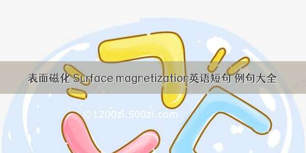 表面磁化 Surface magnetization英语短句 例句大全