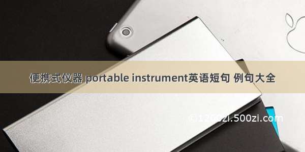 便携式仪器 portable instrument英语短句 例句大全