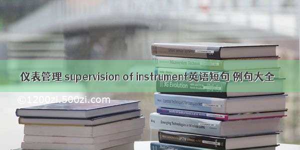 仪表管理 supervision of instrument英语短句 例句大全