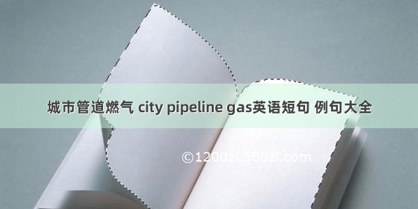 城市管道燃气 city pipeline gas英语短句 例句大全