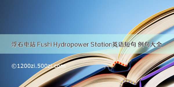 浮石电站 Fushi Hydropower Station英语短句 例句大全