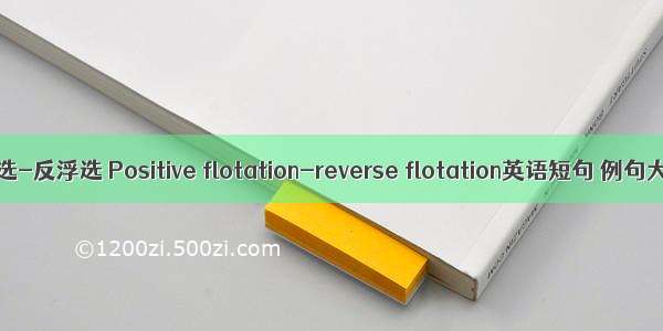 正浮选-反浮选 Positive flotation-reverse flotation英语短句 例句大全