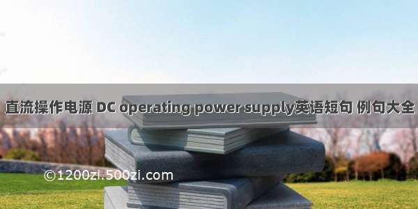 直流操作电源 DC operating power supply英语短句 例句大全