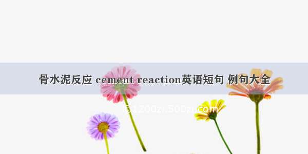 骨水泥反应 cement reaction英语短句 例句大全