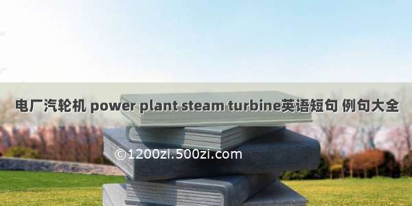 电厂汽轮机 power plant steam turbine英语短句 例句大全