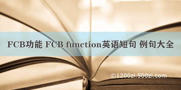 FCB功能 FCB function英语短句 例句大全