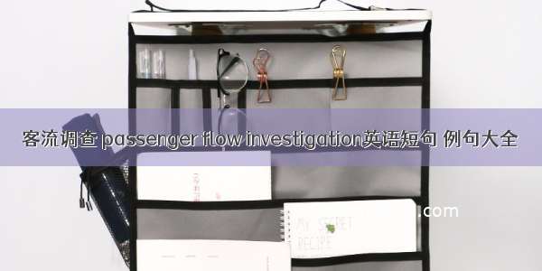 客流调查 passenger flow investigation英语短句 例句大全