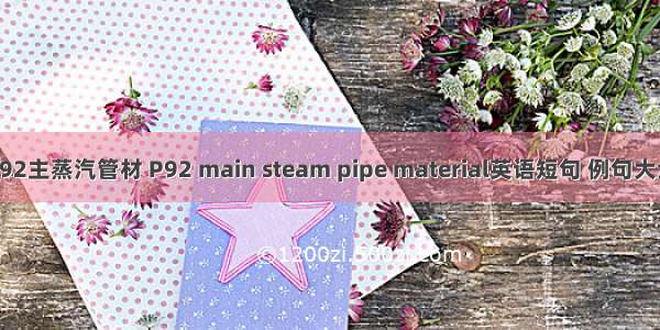 P92主蒸汽管材 P92 main steam pipe material英语短句 例句大全
