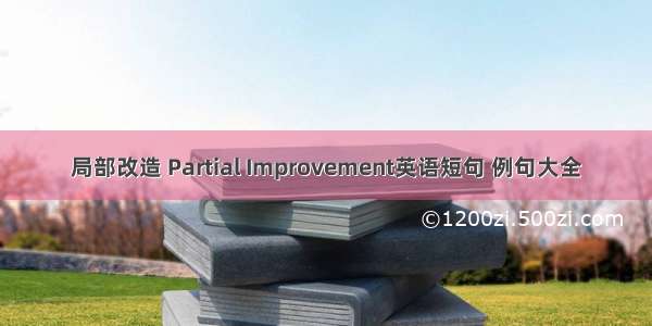 局部改造 Partial Improvement英语短句 例句大全