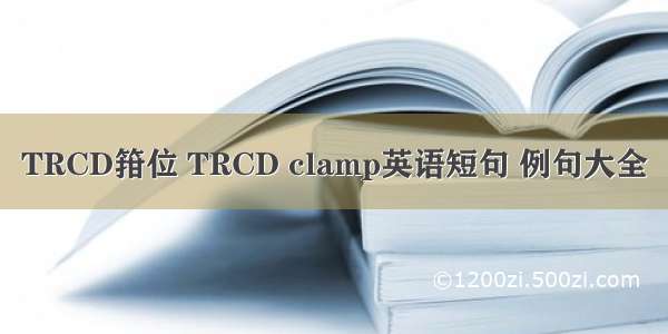 TRCD箝位 TRCD clamp英语短句 例句大全