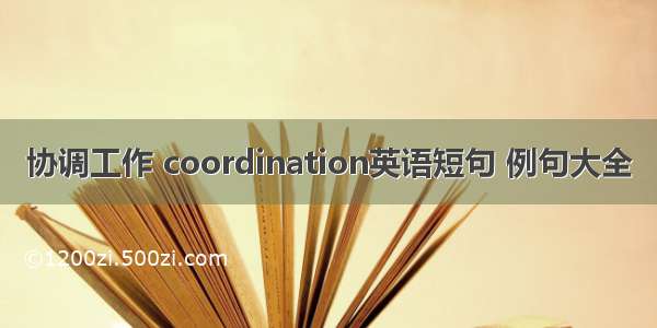 协调工作 coordination英语短句 例句大全