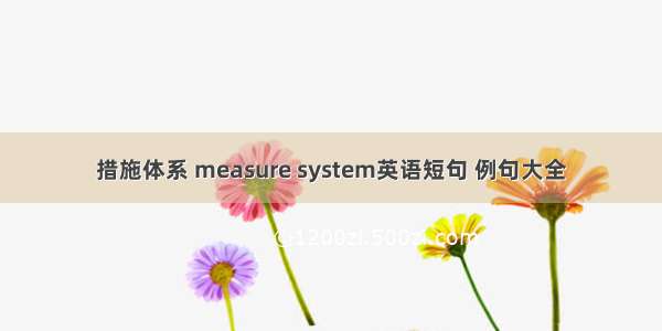 措施体系 measure system英语短句 例句大全