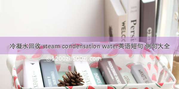 冷凝水回收 steam condensation water英语短句 例句大全