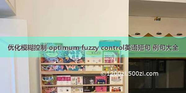 优化模糊控制 optimum fuzzy control英语短句 例句大全