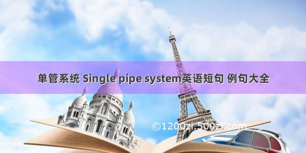 单管系统 Single pipe system英语短句 例句大全