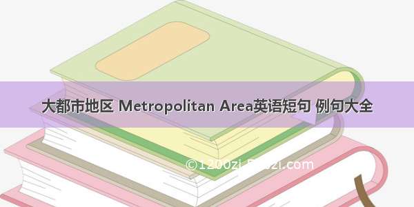 大都市地区 Metropolitan Area英语短句 例句大全