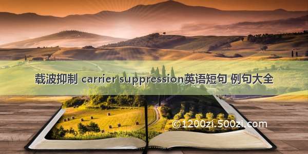 载波抑制 carrier suppression英语短句 例句大全