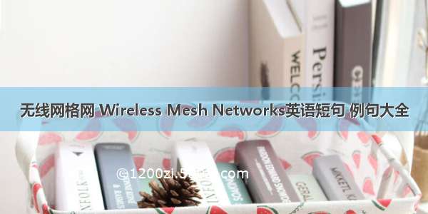 无线网格网 Wireless Mesh Networks英语短句 例句大全
