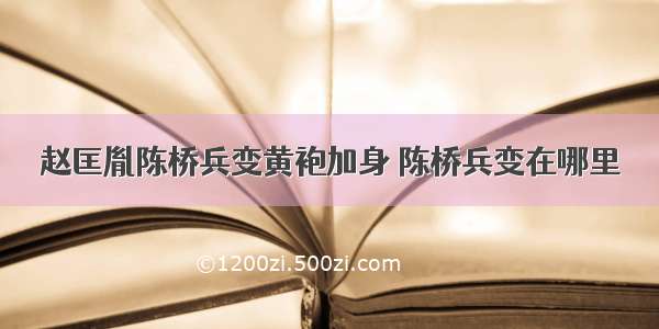 赵匡胤陈桥兵变黄袍加身 陈桥兵变在哪里