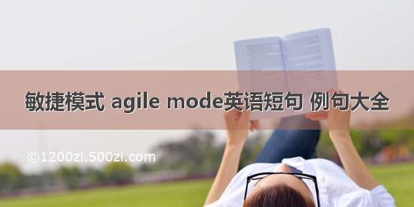 敏捷模式 agile mode英语短句 例句大全