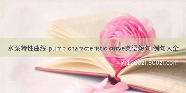 水泵特性曲线 pump characteristic curve英语短句 例句大全