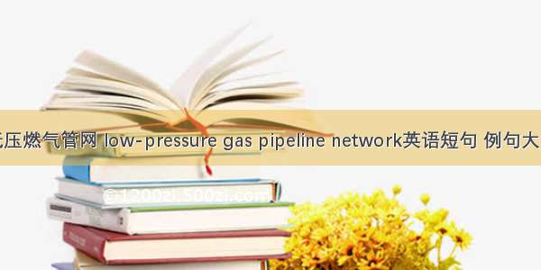 低压燃气管网 low-pressure gas pipeline network英语短句 例句大全