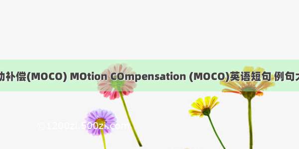 运动补偿(MOCO) MOtion COmpensation (MOCO)英语短句 例句大全