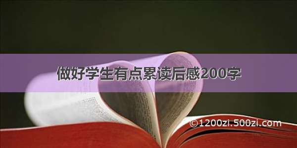 做好学生有点累读后感200字