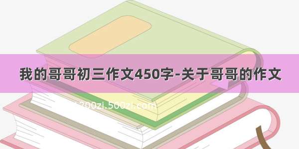 我的哥哥初三作文450字-关于哥哥的作文