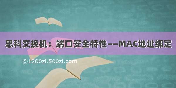 思科交换机：端口安全特性——MAC地址绑定