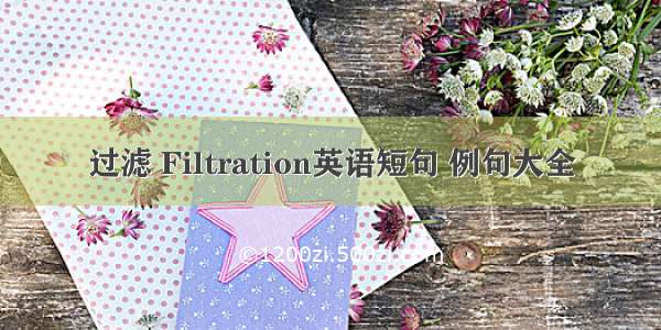 过滤 Filtration英语短句 例句大全