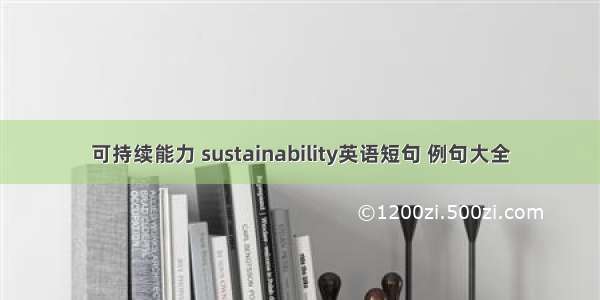 可持续能力 sustainability英语短句 例句大全