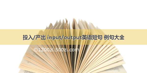 投入/产出 input/output英语短句 例句大全