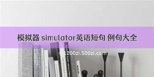 模拟器 simulator英语短句 例句大全