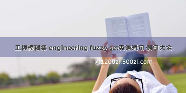 工程模糊集 engineering fuzzy set英语短句 例句大全