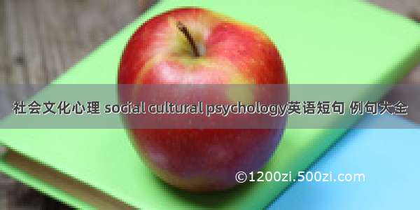 社会文化心理 social cultural psychology英语短句 例句大全