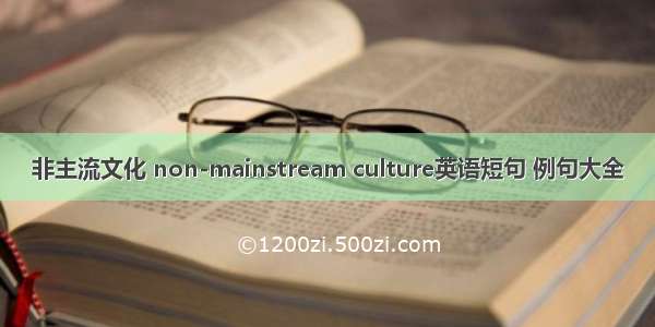 非主流文化 non-mainstream culture英语短句 例句大全