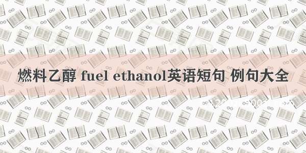 燃料乙醇 fuel ethanol英语短句 例句大全