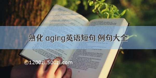 熟化 aging英语短句 例句大全