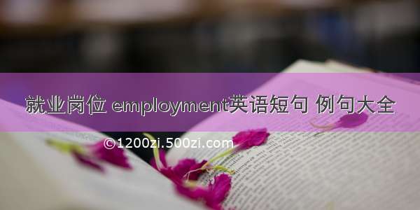 就业岗位 employment英语短句 例句大全